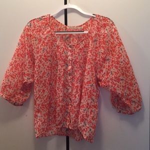 Coral Nordstrom flowered Blouse